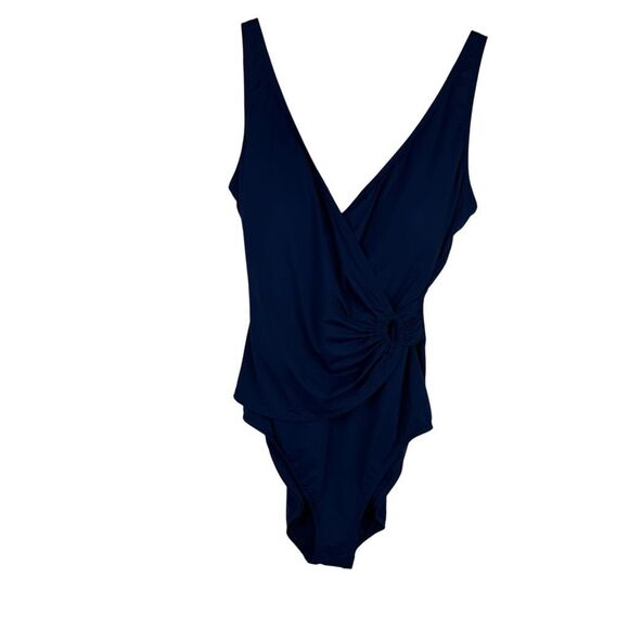 Tommy Bahama Women’s Size 16 Pearl Clara Wrap One-Piece Swimsuit Dark Blue NWOT - Picture 4 of 10
